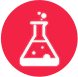 Beaker icon Beaker icon in red background